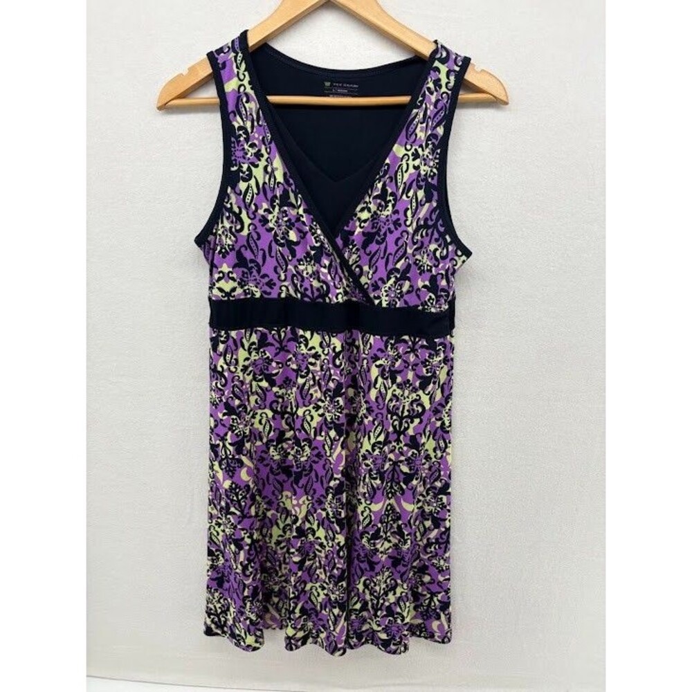 Tek Gear Women's Size Large‎ Athletic Dress Purple Floral Sleeveless Dry Fit